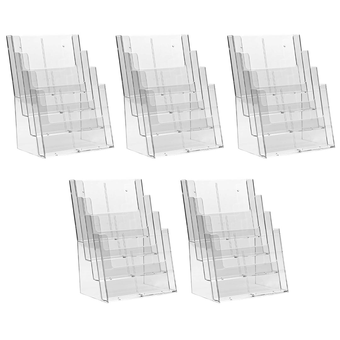 Danieli Store | Expositor porta folletos de mesa con 4 plazas A4 en metacrilato | Expositor de mesa | Expositor para volantes y tarjetas (5 Uds.)