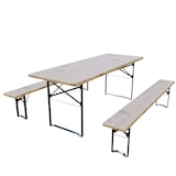 thumbnail of Set Birreria Completo Tavolo Con 2 Panche In Legno Naturale Gambe Pieghevoli Bar Pub Giardino Fiera Picnic Camping Campeggio Feste Sagre 220x70x75 Cm