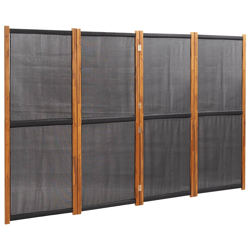 Décoshop26 - Raumteiler 4-teilig 280 x 180 cm schwarzes Textilene und Holz DEC030909 DEC030909