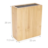 thumbnail of Relaxdays Messerblock unbestückt, Bambus, Borsteneinsatz, HxBxT: 26x 23 x 11,5 cm, Messeraufbewahrung, natur/schwarz