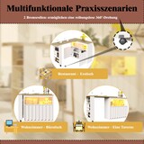 thumbnail of Ausziehbarer Bartisch 205x39x100 cm mit Stauraum Schiebetür Glas Rollen mit Bremsen mit LED-Beleuchtung USB Anschluss Weiß MDF