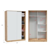 thumbnail of Dmora Garderobe Waterbury, Schlafzimmer Kleiderschrank mit 2 Schiebetüren, Schrank mit 3 Einlegeböden und Kleiderstange, 120x50h200 cm, Eiche und Weiß