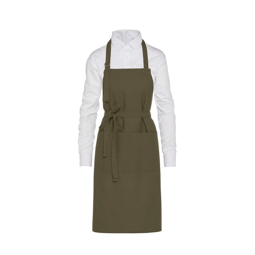 LISBON - Cotton Heavyweight Bib Apron with Pocket: One Size / Olive