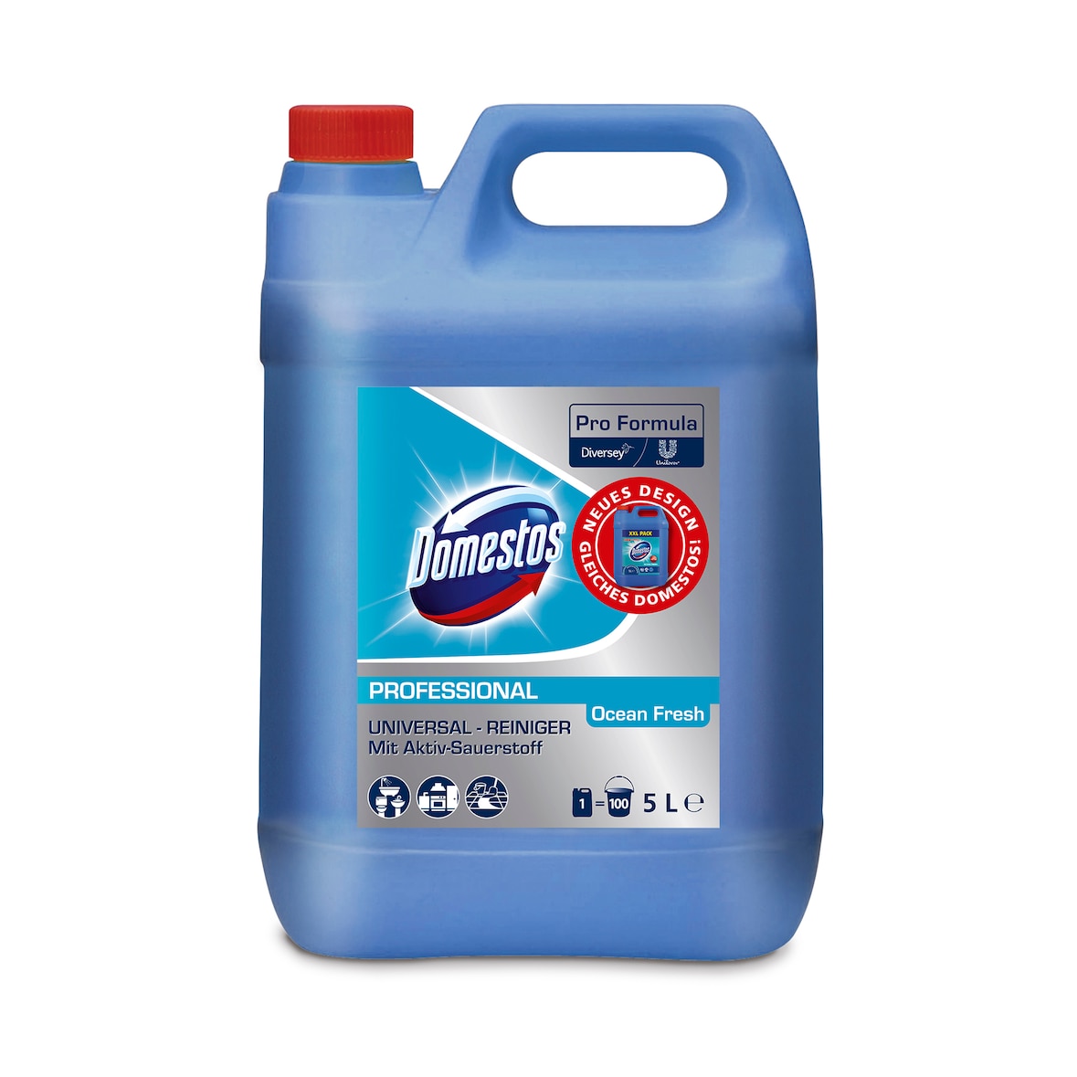 Domestos Professional Ocean Fresh Allzweckreiniger mit Aktiv-Sauerstoff für alle Oberflächen 5l