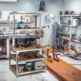 thumbnail of Relaxdays Schwerlastregal mit Werkbank, 900 Kg 5 Böden, Freistehend, HBT 180x 100 x 60 cm, Metall, MDF, Steckregal, grau