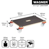 thumbnail of WAGNER Transporthilfe MAXIGRIP PROTECTION - 60 x 40 x 12,5 cm, Kantenschutz, Rollen Ø 75 mm, Tragkraft 200 kg - 20137001