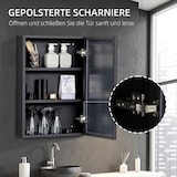 thumbnail of Spiegelschrank Badschrank Schwarz 40x12x60 cm mit 3 Regalfächern, wandhängend, Edelstahlkorpus und Aluminiumrahmen, lackierte Oberfläche