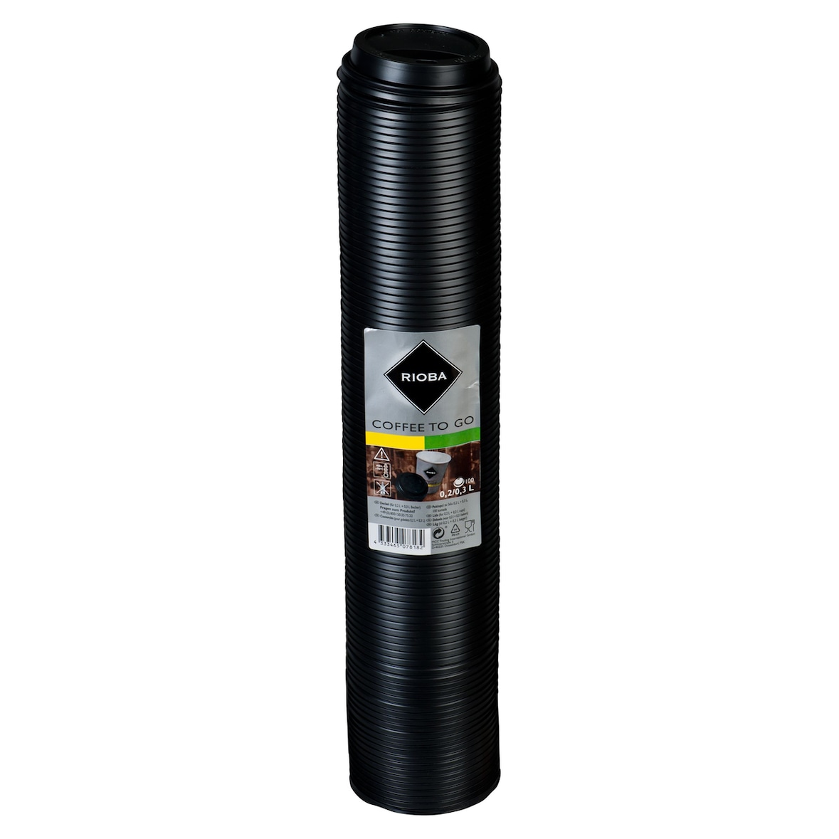 Rioba Coffee To Go deksels, polystyreen (PS), rond Ø 8 cm, zwart, 100 stuks