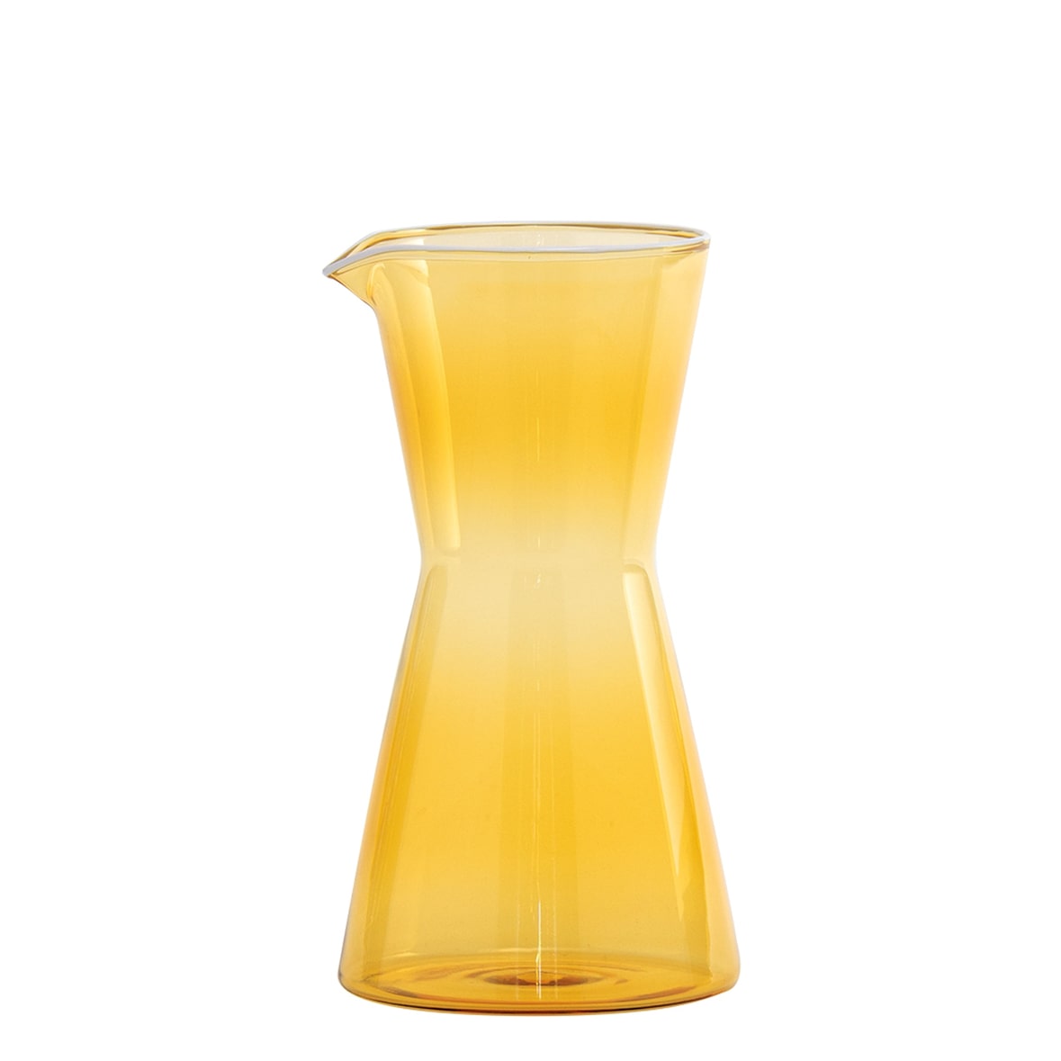 Zafferano Carafe Classy en Verre Borosilicaté Soufflé à la Main Couleur Jaune Or, Design Géométrique Ergonomique pour Tables Raffinées et Élégantes