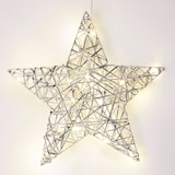 thumbnail of WellHome - Estrela de Natal prateada com 20 luzes LED brancas quentes 30x8x30cm