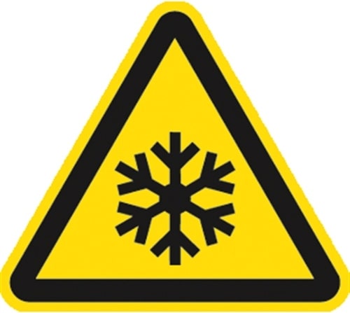 Aufkleber Warnung vor niedriger Temperatur/Frost ISO 7010, Folie, 200 mm SL