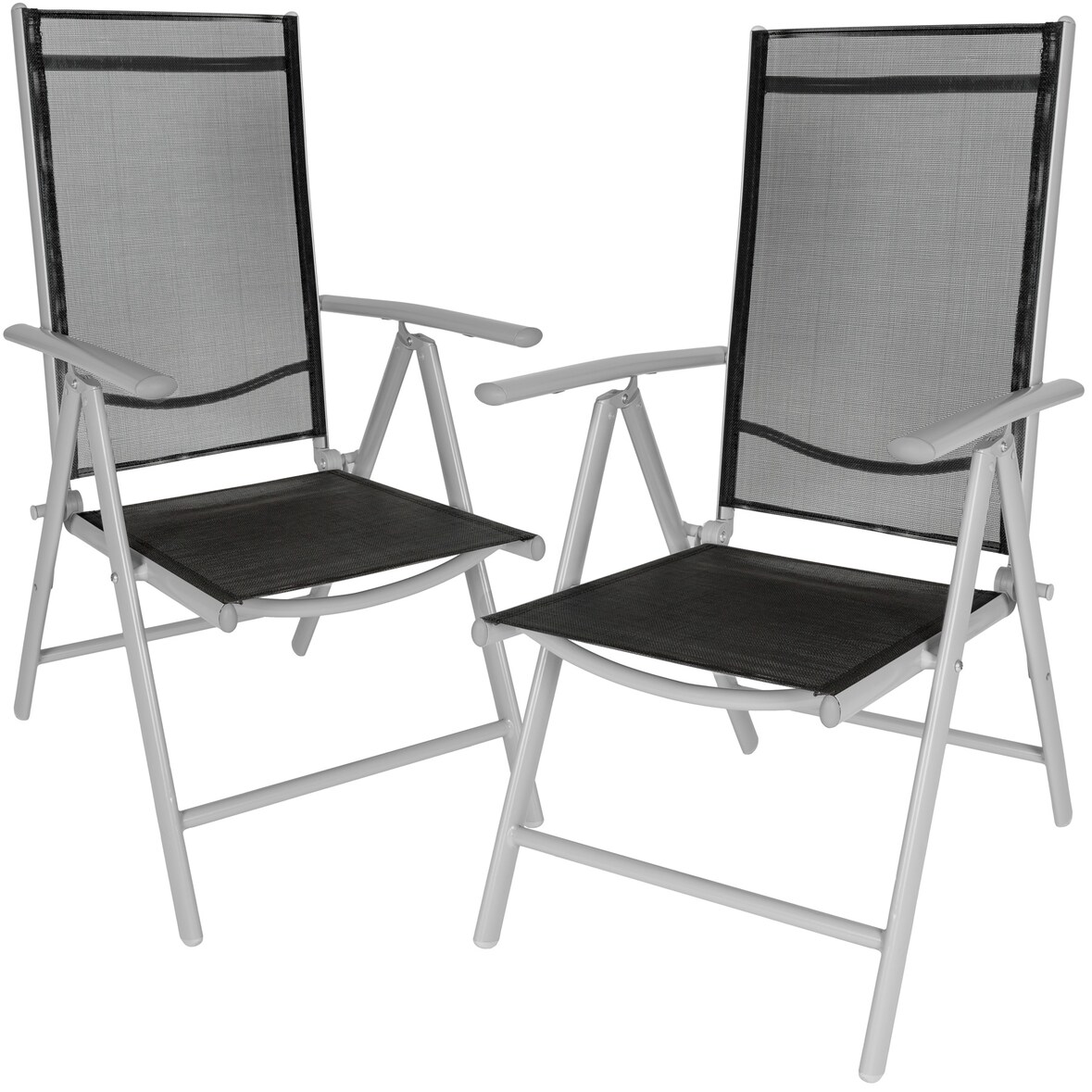 tectake Aluminium tuinstoelen inklapbaar - zilver, Set van 2 - 401631