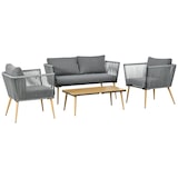 thumbnail of Outsunny Juego de Muebles de Jardín de Ratán 4 Piezas Juego de Conversación Incluye Sofá de 2 Plazas 2 Sillones y Mesa de Centro Cojines para Terraza