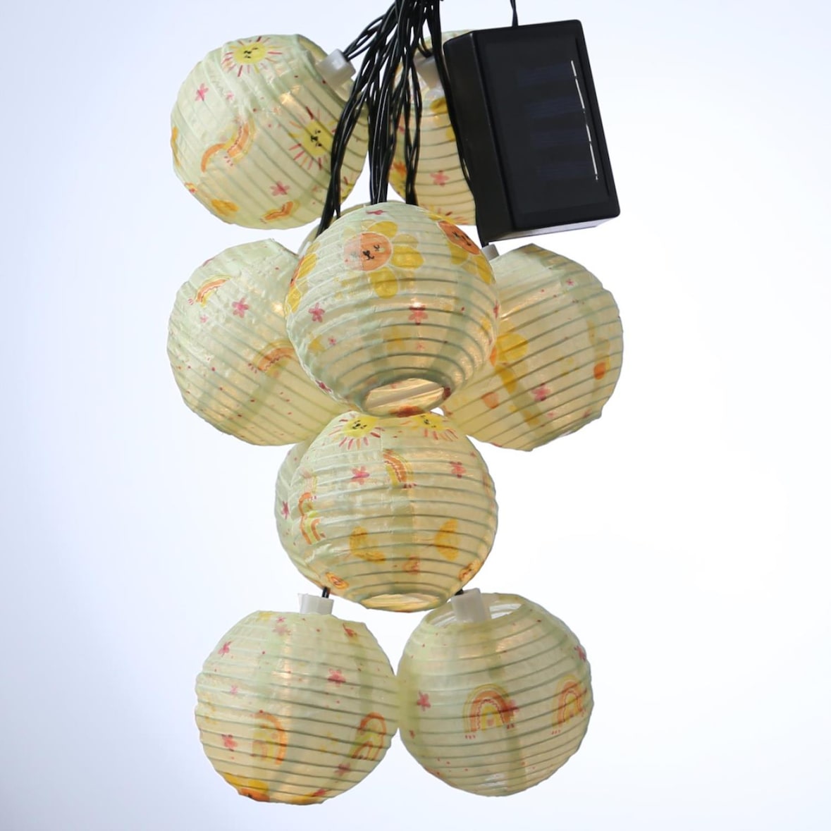 LED Solar Lichterkette Lampions Sonne Blumen Motiv für Garten Balkon Terrasse