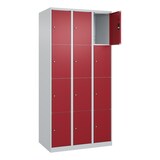 thumbnail of C+P Schließfachschränke Classic PLUS, 12 Abteile, HxBxT 185x90x50cm, Zylinderschloss, Hellgrau/Rubinrot von PROREGAL