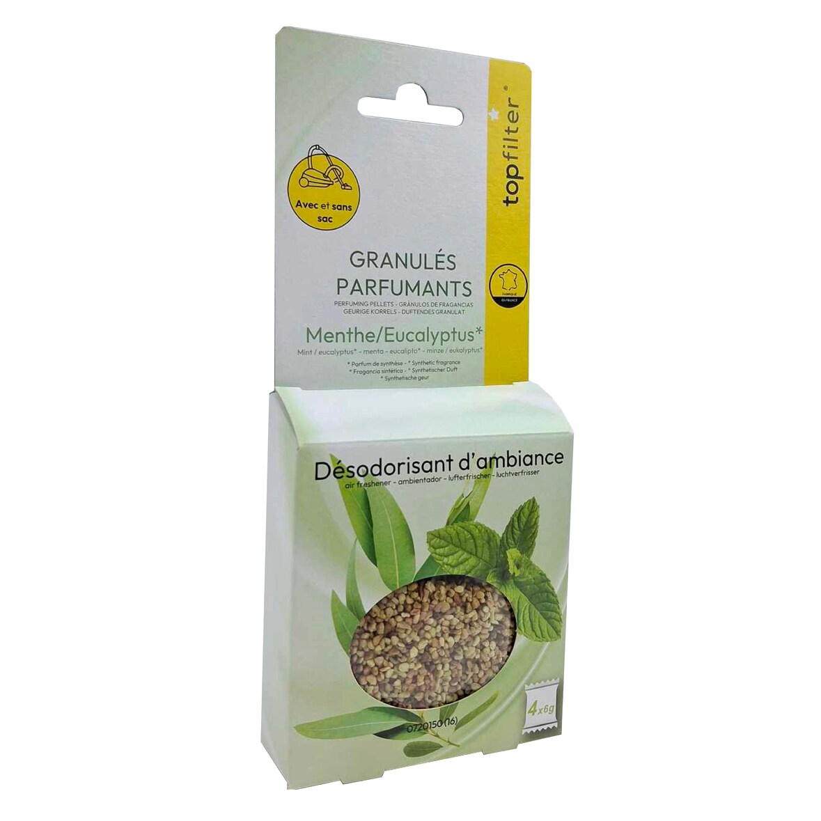Lot de 4 sachets de parfum pour aspirateur odeur menthe/eucalyptus TopFilter