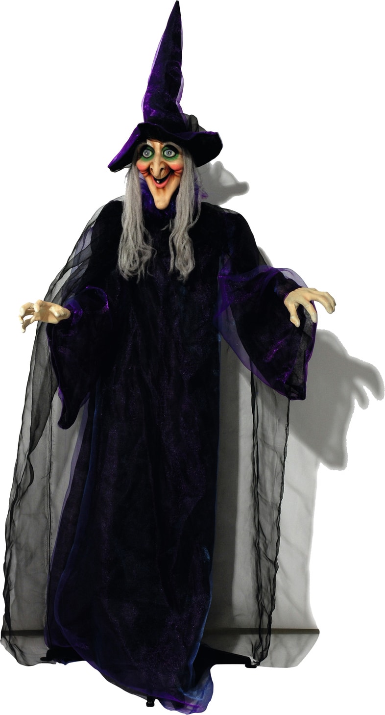 Halloween Figur Hexe, animiert 175cm - Licht und Geräusche