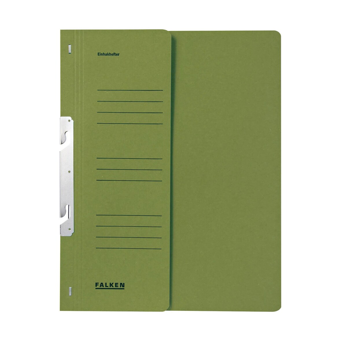 Falken 80000789 Einhakhefter für DIN A4, 250g/m2 Manila-RC-Krt., 1/2 Vorderd., Behördenheftung - Grün