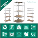 thumbnail of Pack 2 Estanterías Almacenaje y 1 Esquinera Metálicas 180x160*160 cm. Galvanizadas 15 Baldas Ajustables MDF, Carga 175 kg/Estante The Homeweeks