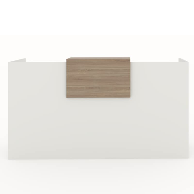 Oficit. Mostrador de recepción y oficina, blanco con sobremostrador olmo. Fácil de montar. Fabricado en España. Medidas: 200x50x105(an x fon x alt)