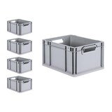 thumbnail of PROREGAL SuperSparSet 5x Eurobox NextGen Economy mit Scharnierdeckel & gelben Verschlüssen, Griffe offen, HxBxT 22x30x40cm, 20L, Eurobehälter, Box