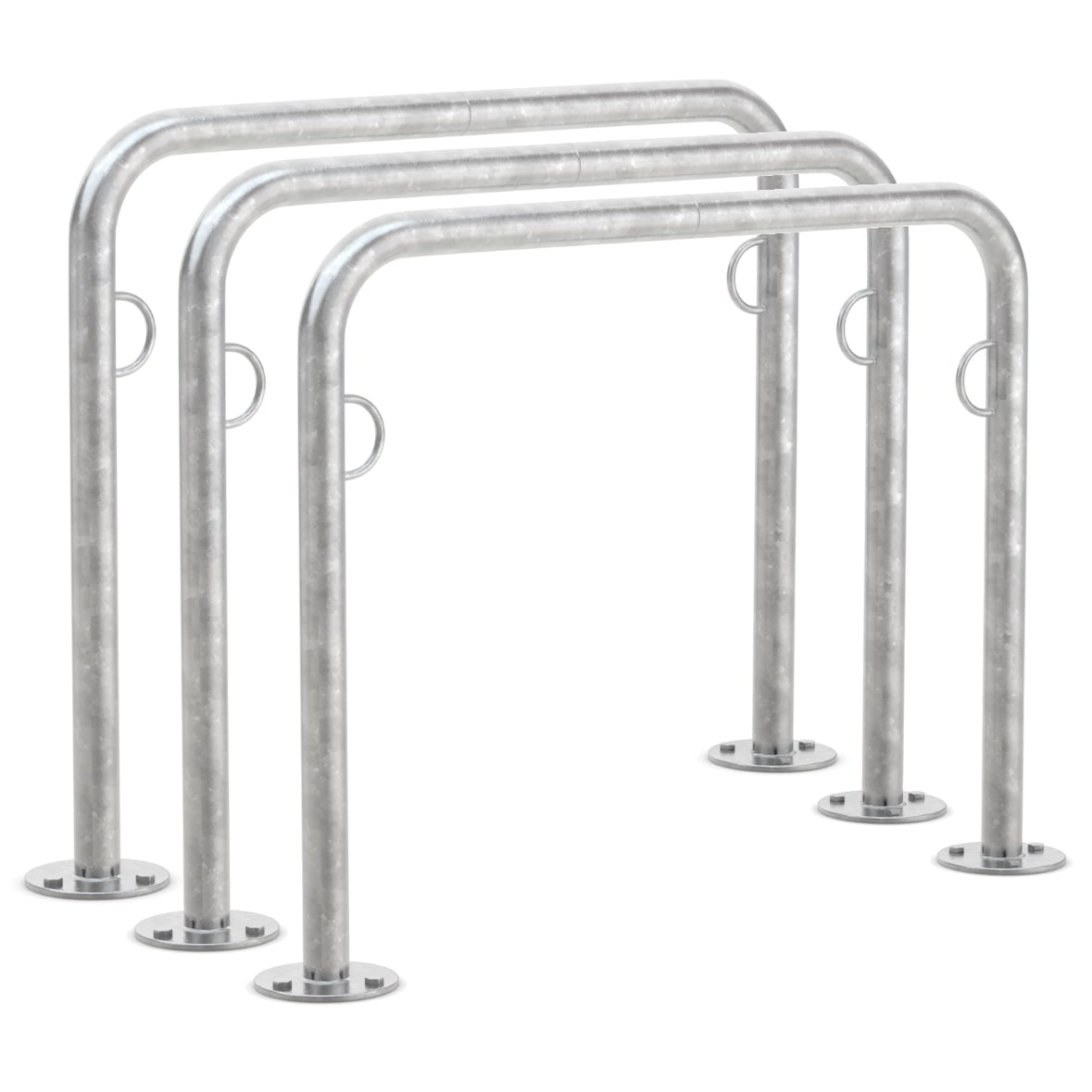 Fahrrad Anlehnbügel Trust 21 | 3er Pack | Fahrradständer für 2 Fahrräder zum Aufdübeln | 1000mm | mit Ringösen