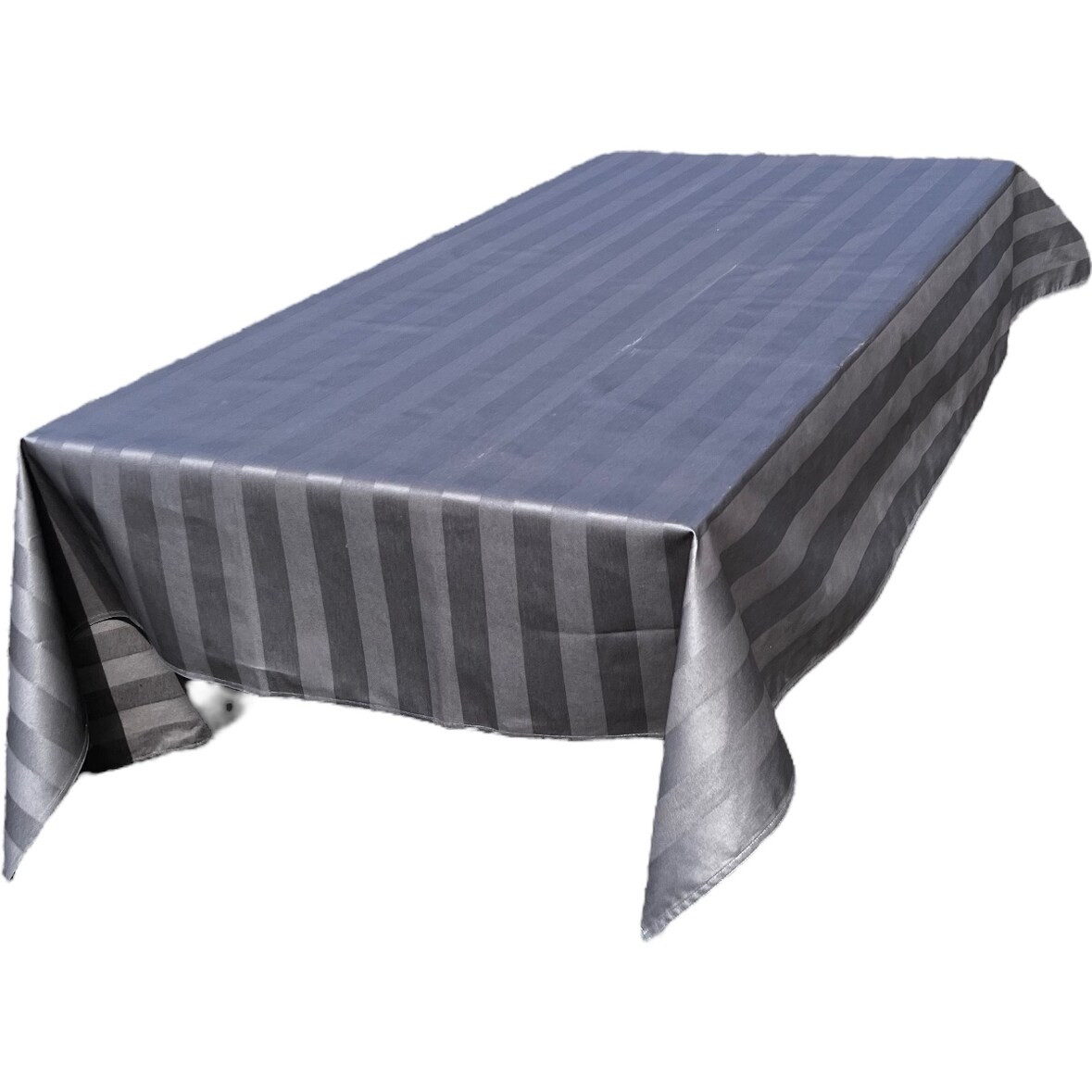Tafelkleed voor buiten damastkatoen met acryl coating - lijn - antraciet grijs - 150 x 200 cm