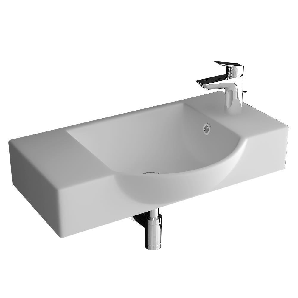 Alpenberger Keramik-Waschbecken 55 cm Breit | Becken zur Wandmontage | Schickes Design Handwaschbecken für Gäste-WC