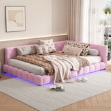 thumbnail of Merax 140*200cm Schlafsofa, 16 Farben Umgebungslicht, USB-Anschluss, Bequemes Material, Rosa