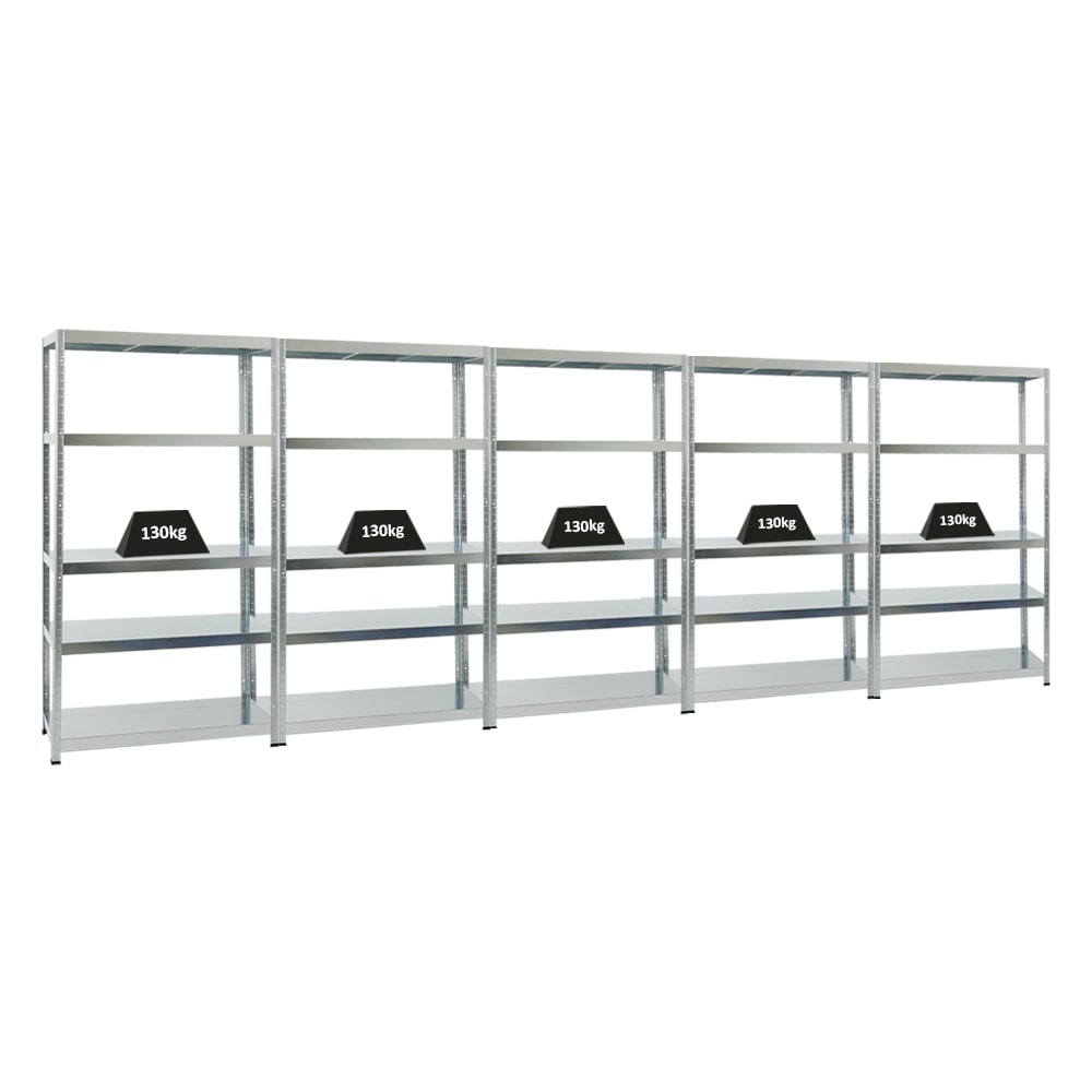 PROREGAL 5x Schwerlastregal Steel Eagle | HxBxT 180x100x40 cm | Fachlast 130kg | Verzinkt | Stecksystem Lagerregal Regalsystem 5 Stk.