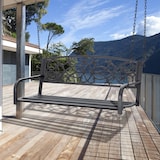 thumbnail of Outsunny banco columpio de 2 plazas banco colgante de acero con reposabrazos carga máx. 240 kg para jardín terraza balcón exterior 127x59,5x52cm negro