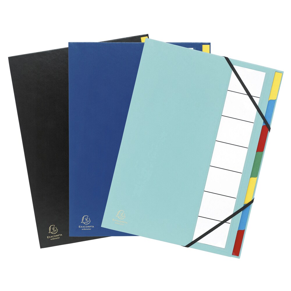 Exacompta Ordnungsmappe mit festem Deckel 3mm, Gummizug und dehnbarem Faltenrücken, 7 Fächer, Ordonator, für Format DIN A4