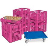 thumbnail of Set mit 11 Euro-Stapelkästen / Bäckerkisten in 4 Größen, Grundmaß 600x400 mm, inkl. 1 Transportroller gratis.