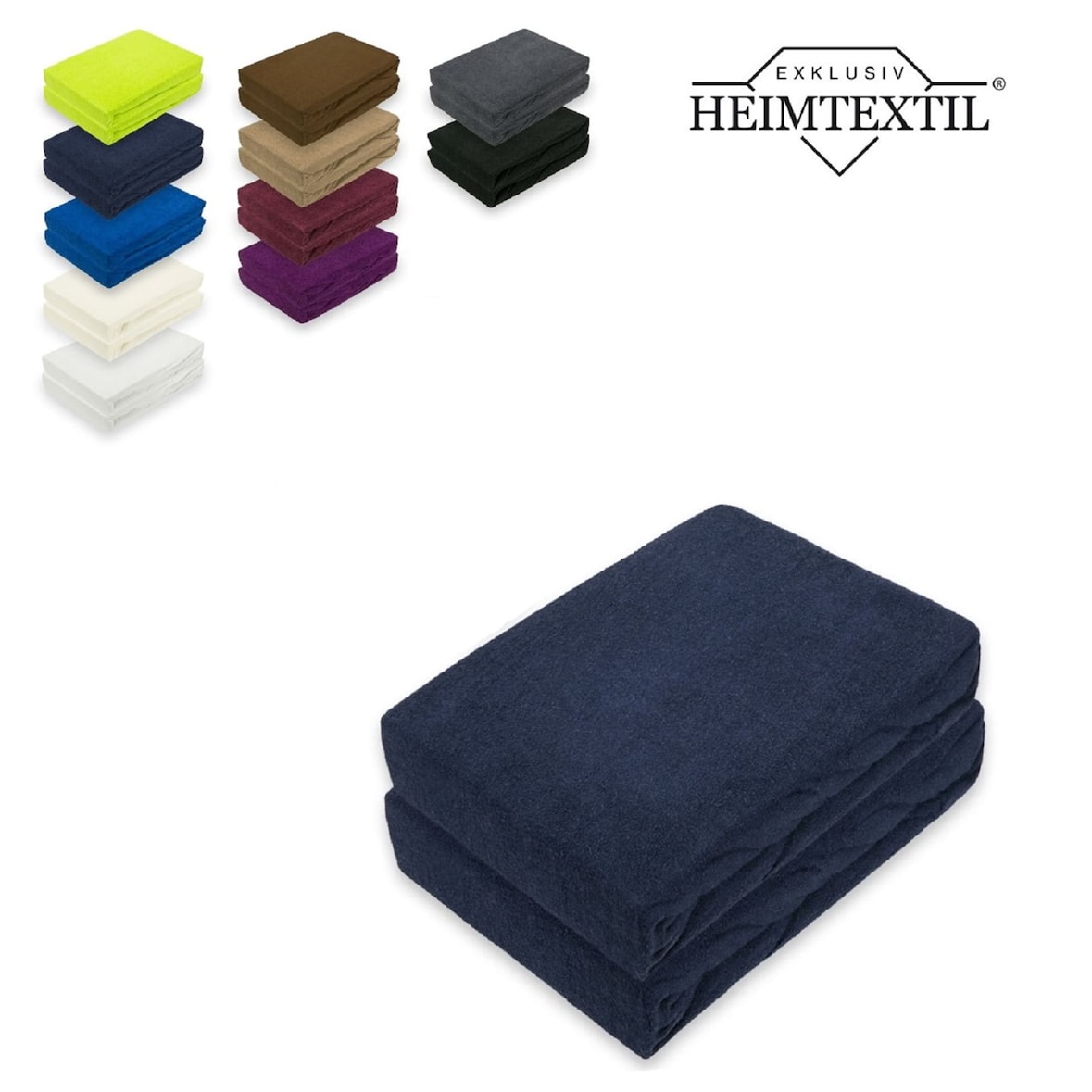 Doppelpack Frottee Spannbettlaken Premium Navyblau 180 - 200 x 200 cm