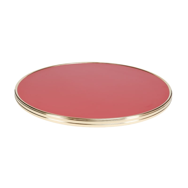 Plateau de table rond MARCEAU - Rouge CARMIN - Cercle laiton
