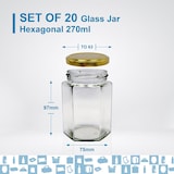 thumbnail of 20x Tarro de Miel Hexagonal con Tapa de 270 ml - Ideal para la Conservación de Miel, Mermelada, Especias, Yogur