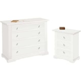 thumbnail of shopinnovativo -Como 3 cassetti 115x50x90H e 2 comodini con 3 cassetti 60x35x70H arte povera in legno massello e mdf con rifinitura in bianco