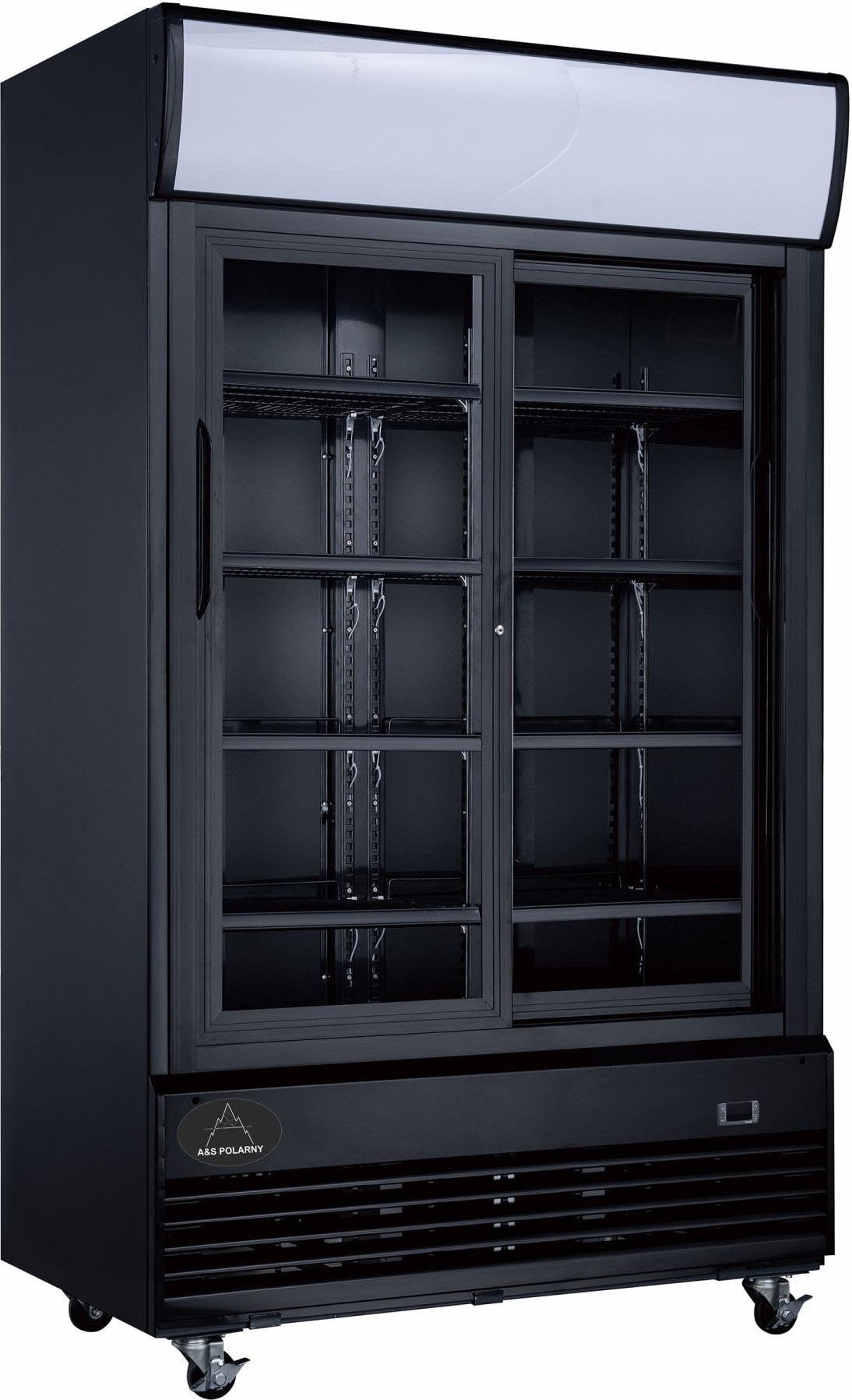 A&S Flaschenkühlschrank 1000 L, 1200x730x2036 mm, schwarz, Schiebetüren