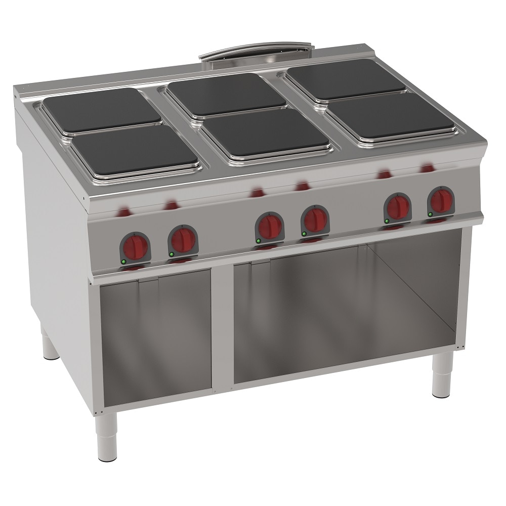 EURAST - Cucina elettrica con 6 piastre quadrate su supporto aperto - 1200x900x900 mm - 24000 W 400/3V - 34310613