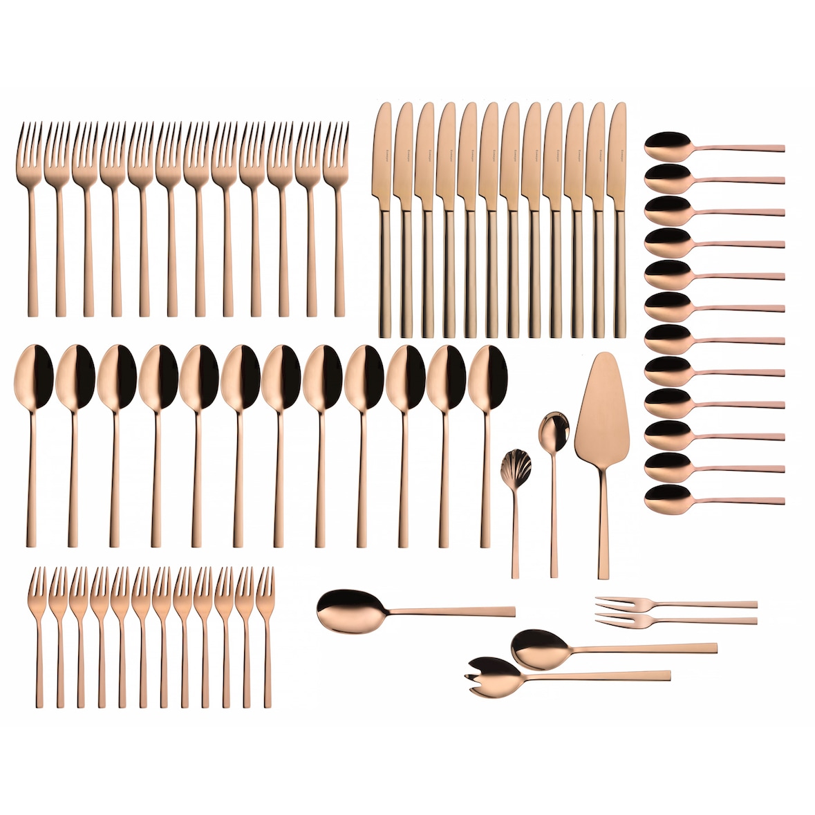 68-teiliges Besteck MELINA, Edelstahl, mit PVD-Beschichtung Farbe Kupfer.