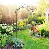 thumbnail of Relaxdays Rosenbogen Blatt, HxBxT:226x144x36,5cm, Rankhilfe & Torbogen für Kletterrosen, Eisen, 6 Heringe, schwarz