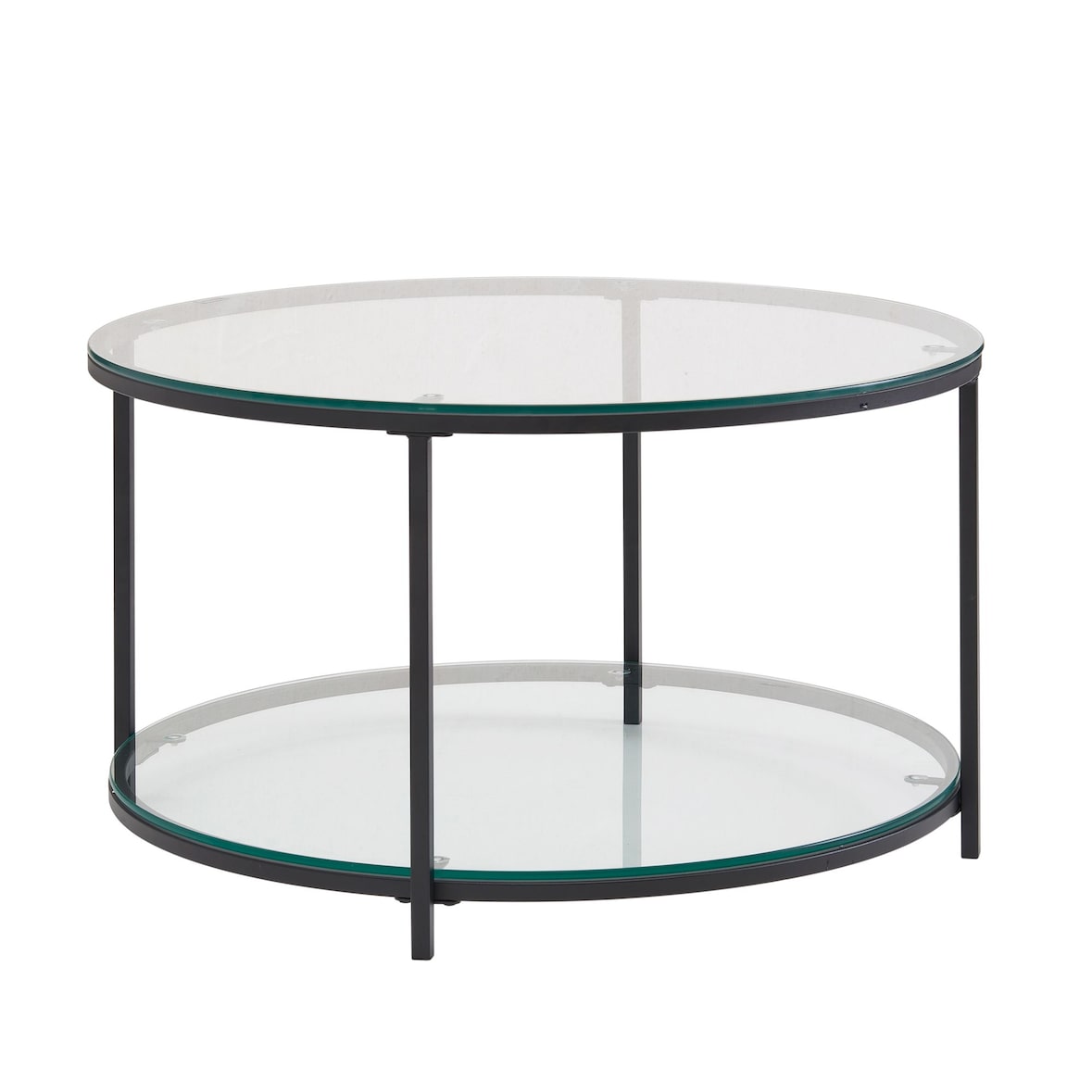 Couchtisch FineBuy Sofatisch Glas Wohnzimmertisch Ø 80 cm Rund Tisch Stauraum