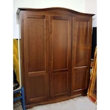 thumbnail of shopinnovativo -Armadio appendiabiti con bastone 3 ante e 3 ripiani arte povera in legno massello e mdf con rifinitura in noce 158x56x197 H