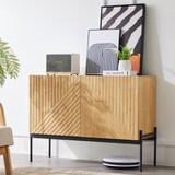 thumbnail of Sideboard 100x40x75 cm 2 Türen Metallbeine moderne Kommode Wohnzimmer Flur Esszimmer Naturholz Design Aufbewahrung
