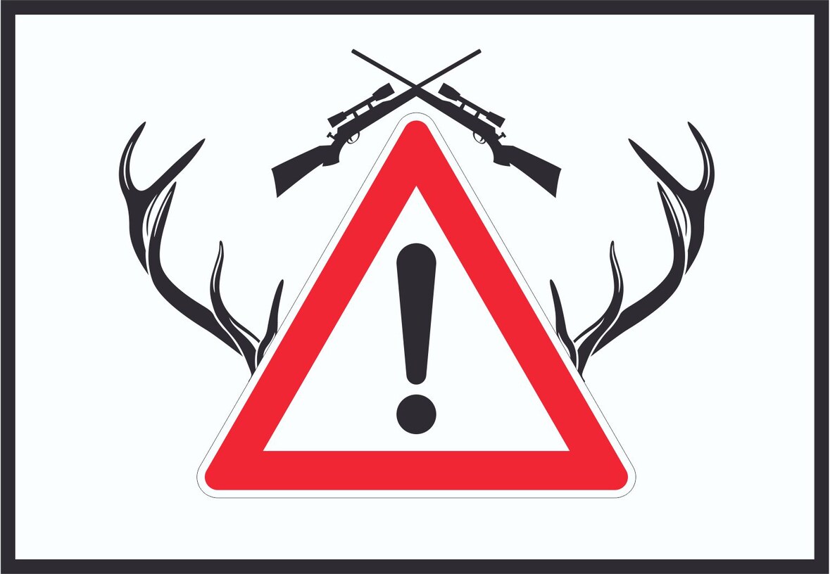 Achtung Jagd Gewehr Schild mit Symbol A0 Rückseite selbstklebend