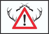 thumbnail of Achtung Jagd Gewehr Schild mit Symbol A0 Rückseite selbstklebend
