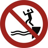 thumbnail of Schild In das Wasser springen verboten ISO 20712-1, Alu, 1,8 mm, Ø 200 mm