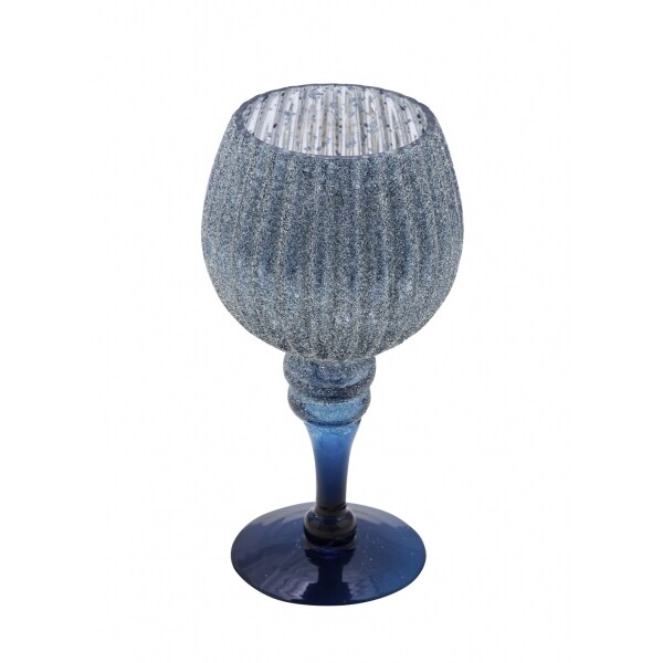 NEU Glaskelch, blau / silber, Ø 10,5 cm / Höhe: 20 cm, "Germany", handgefertigt