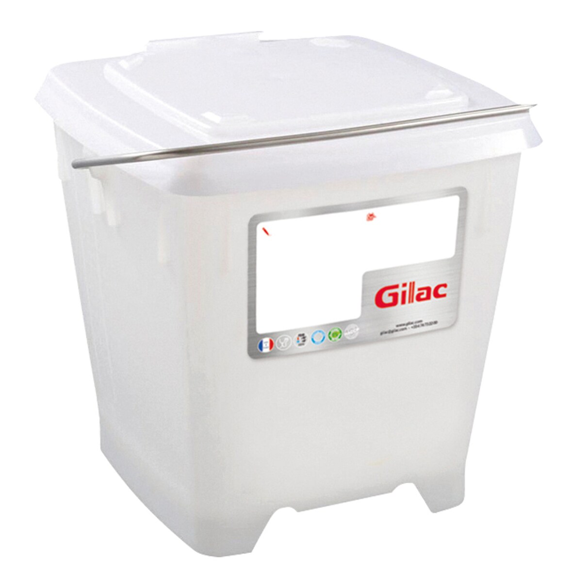 GILAC Seau carré HACCP + couvercle étanche - 12 L - Blanc G615712