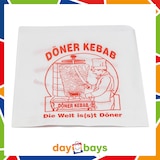 thumbnail of DayBays 5 Kg Döner-Tüten 16x16 cm weiss mit rotem Druck "DÖNER KEBAB" und Spenderbox